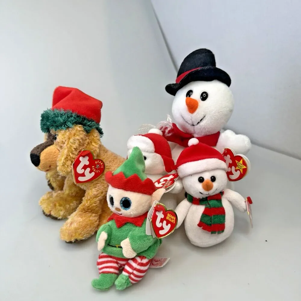Ty Jingle Beanies Lot 5 Jinglepup Snowball Cottonball Snowcap Elfonzo NEW